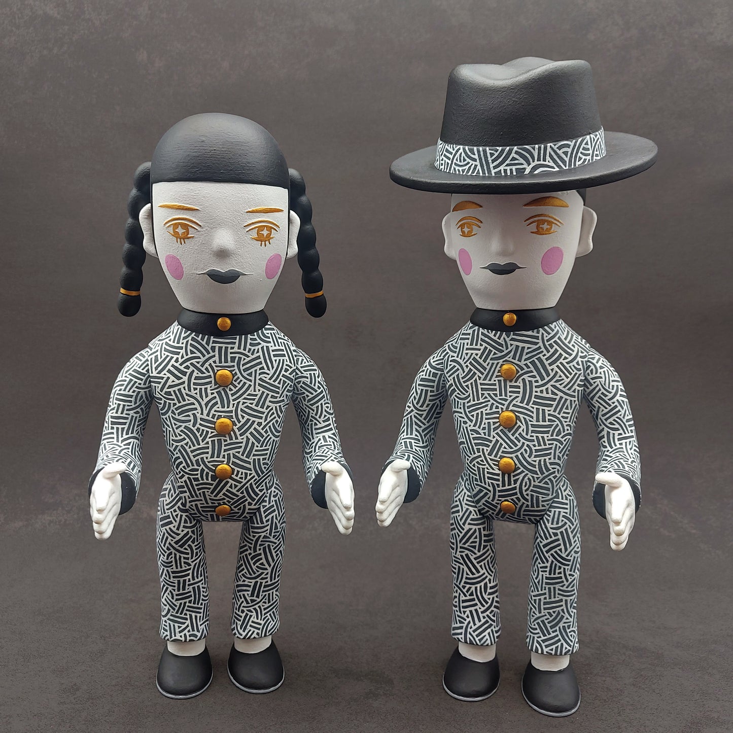 B&W Gold Boy And Jade Girl 黑白金童玉女